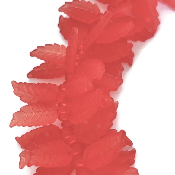 As Low As $2 Matte Siam Acrylic Leaf Pendant Charms 18mm x 7mm (100) - Picture 1 of 2